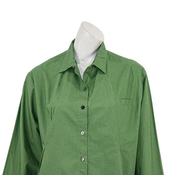 Khadi & Co Bess Nielsen Long Sleeve Button up Blouse in Green Women's Size L - Picture 10 of 12